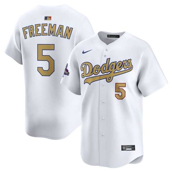 Men%27s Los Angeles Dodgers #5 Freddie Freeman White 2025 Gold Collection Limited Stitched Jersey Dzhi->los angeles dodgers->MLB Jersey